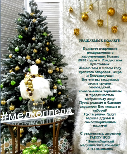 Поздравление с новым 2023 годом от директора ГАПОУ НСО "Новосибирский медицинский колледж"!
